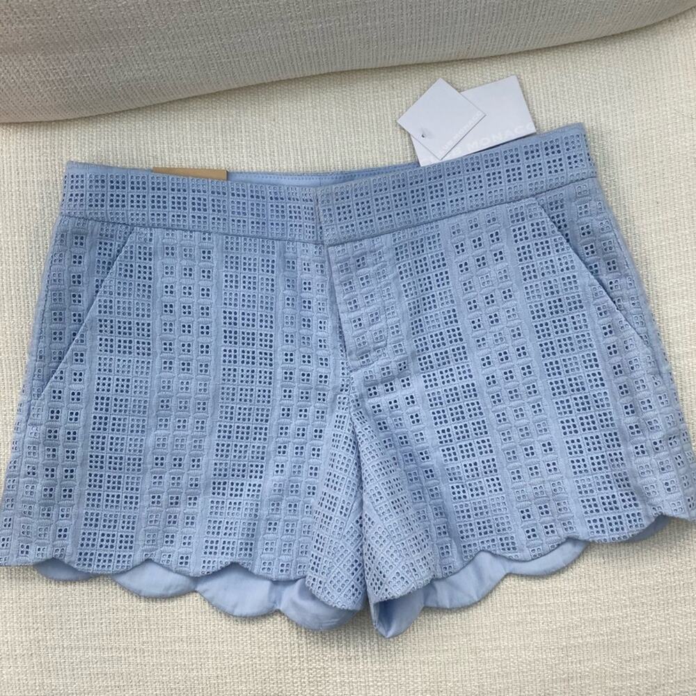 Club Monaco shorts women's size 00 NWT Amber eyelet shorts fresh air blue